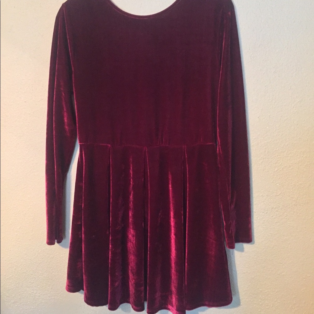 Red Velvet Dress with Gold Zipper Detail